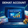 demat account concept showing online stock trading and digital share holding