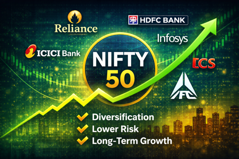 nifty 50 index showing top indian companies and stock market performance