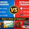 swing trading vs intraday trading comparison for beginners showing risk, holding period and time commitment